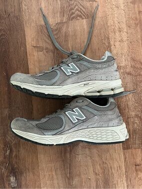 New Balance Grey Suede & Mesh 2002R Running Sneakers